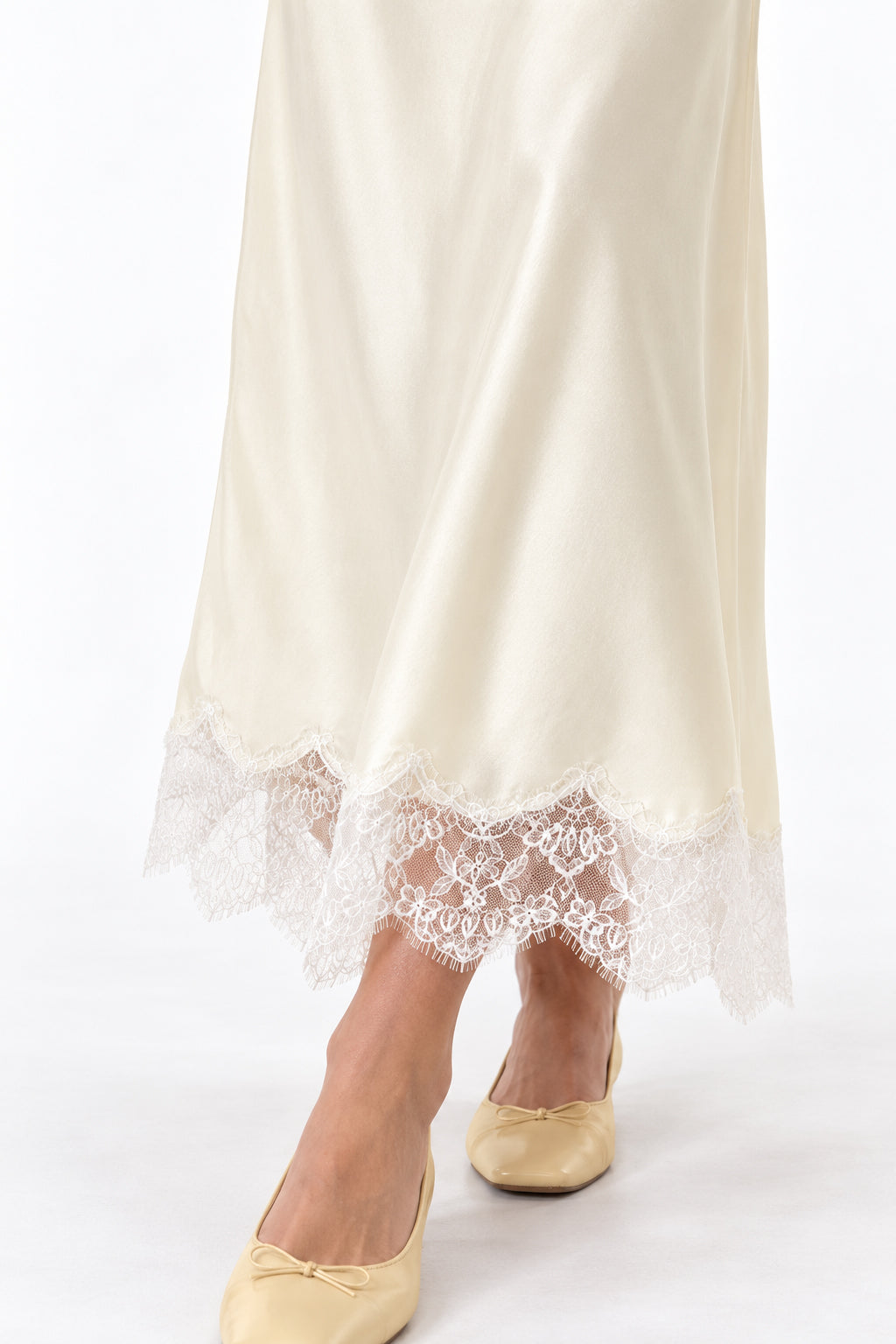 Lace-Trim Straight Maxi Skirt