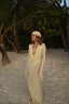 Plunging V Neck Sheer Long Sleeve Maxi Party Dress