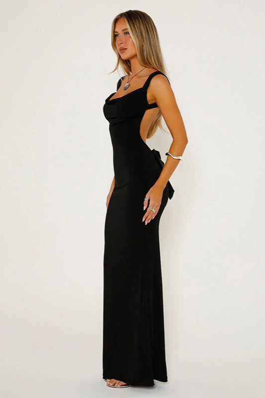 Chic Elegant  Backless Slim Bodycon Bow Formal Dress