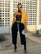 Hollow Sleeve PU Hipster Jacket