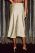 Satin High Waist A-Line Bodycon Skirt