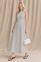 Chic Polka Dot Sleeveless Maxi Dress
