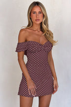 Off Shoulder Polka Dot Twist Bodycon Mini Dress