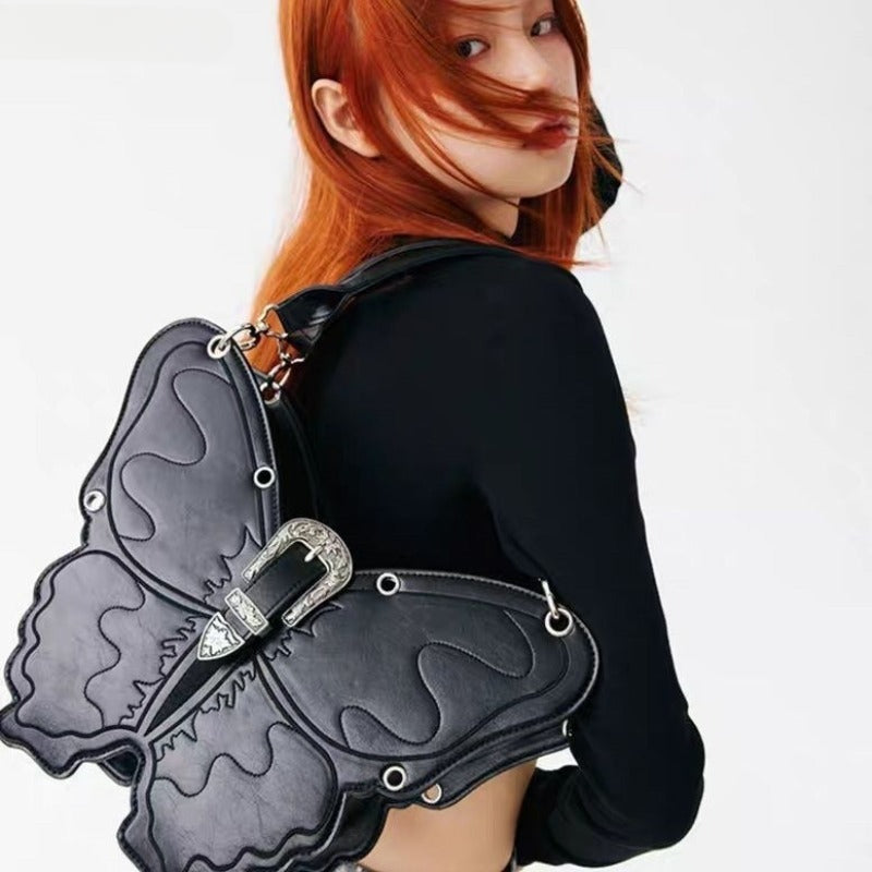 Y2K Punk Butterfly PU Leather Gothic Versatile Large Capacity Trend Bag Main image