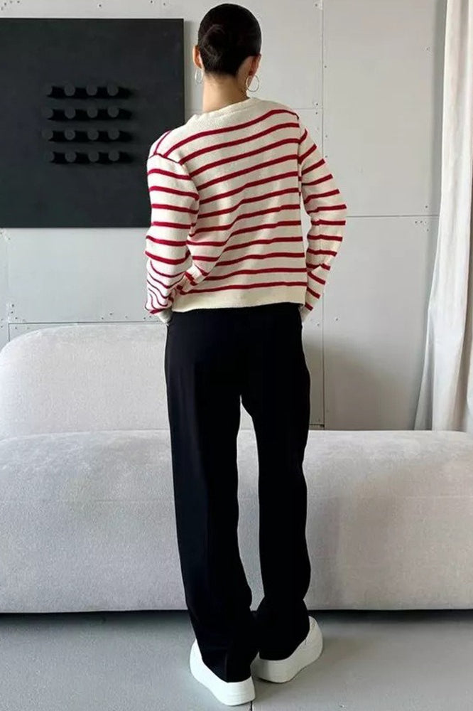 Cropped Stripe Knit Cardigan Secondary image