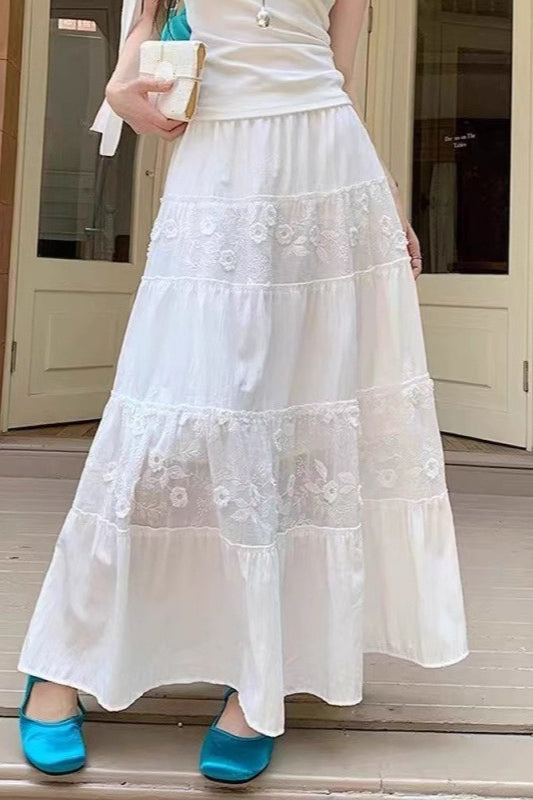 Lace Panel High Waist Maxi Skirt Main image