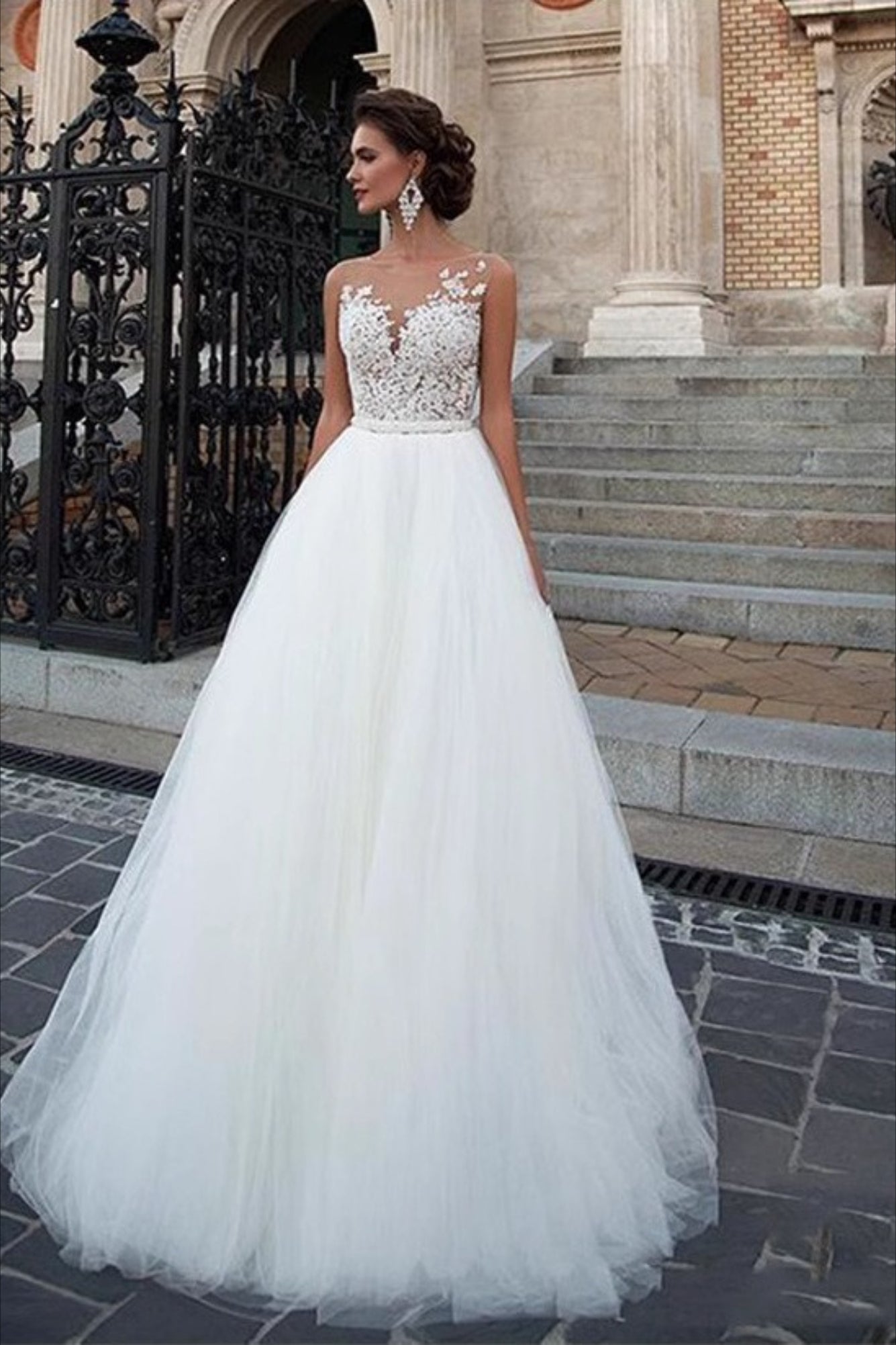 Elegant Minimalist Lace Wedding Dress Main image