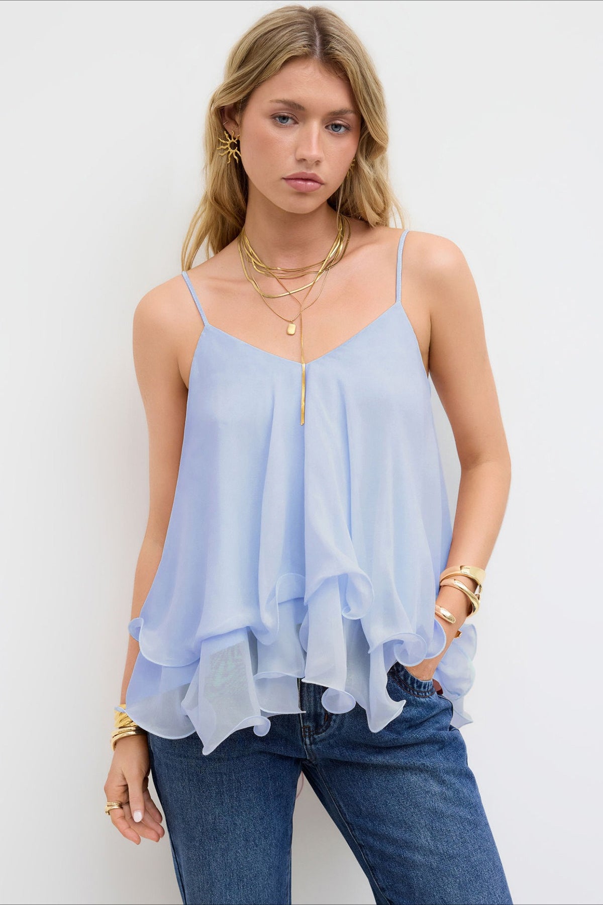 Ruffled Chiffon Halter Cami Top Secondary image