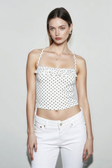Polka Dot Ruched Halter Cami Top