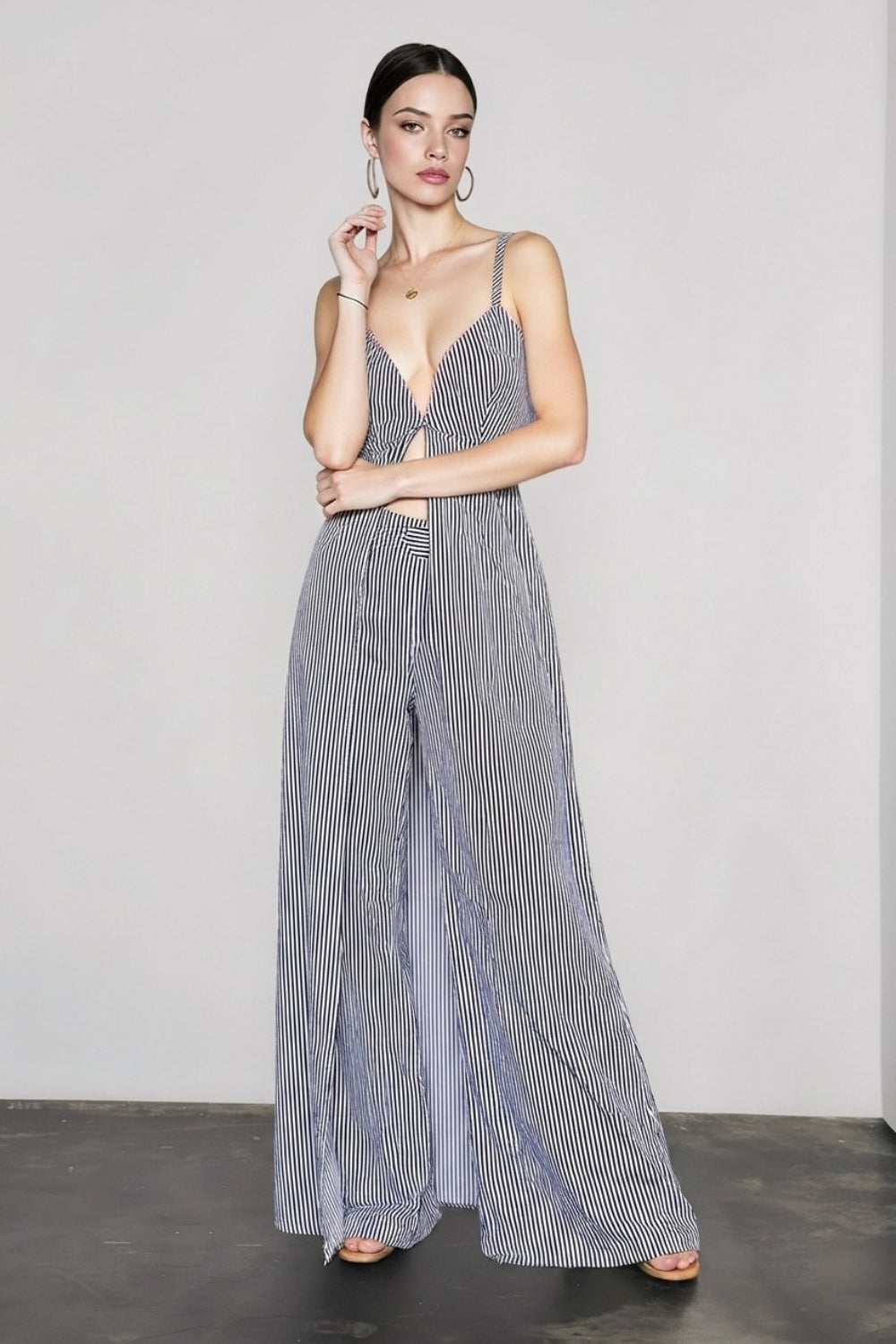 Stripe Sleeveless Wide Leg Vacation Set Secondary image