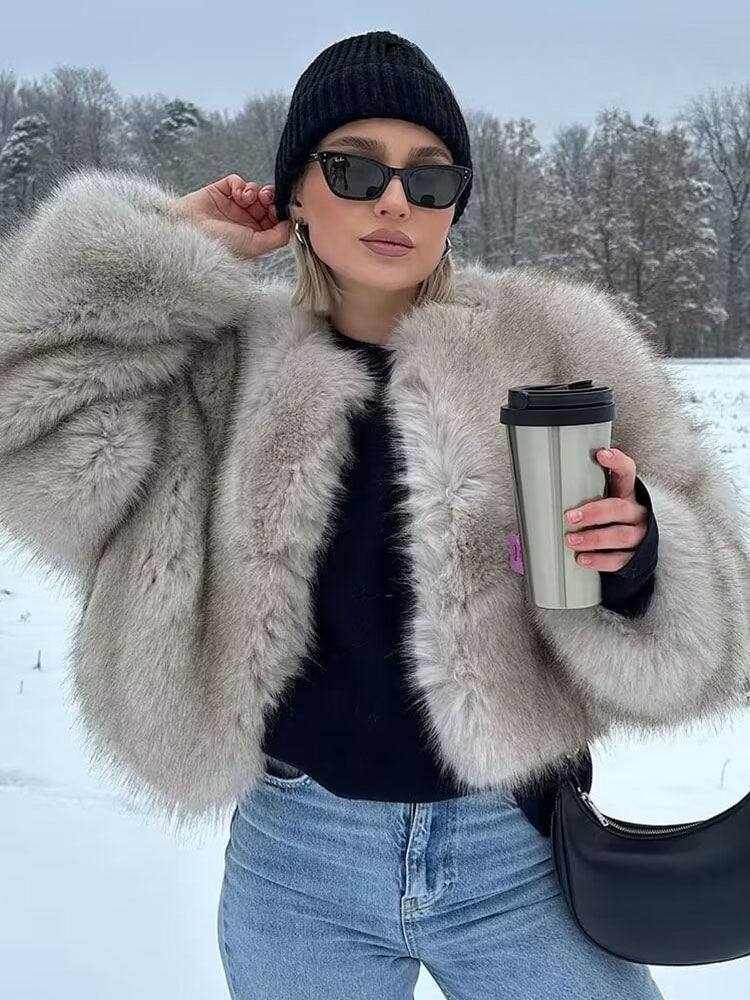 Winter Fashion Artificial Short Vintage Long Loose Warm Coat Secondary image