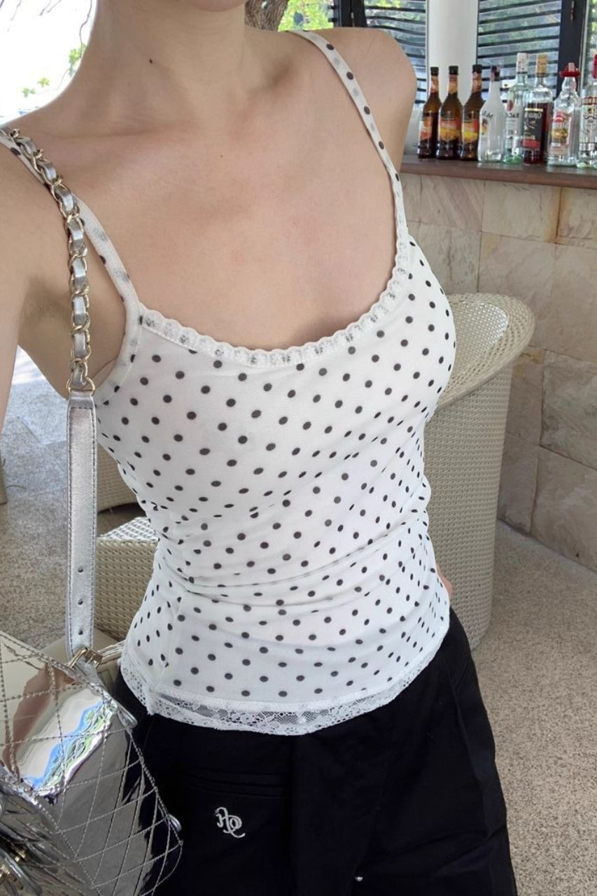 Balletcore Layered Lace Trim Cami Top Main image