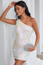 Large Sequin Bodycon Mini Party Dress S / Pink