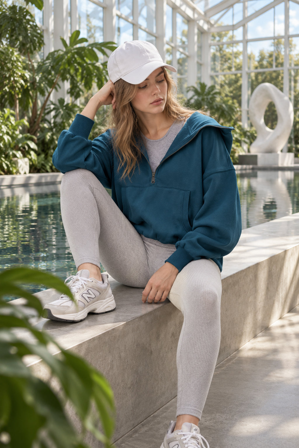 Hooded Sweatshirt with Zipper Pocket and Drawstring