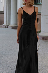 Satin Cami Backless Silk Dress