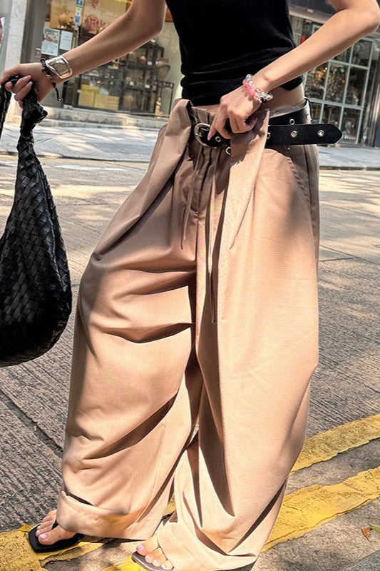 Effortlessly Chic Street Wrinkle Resistant Parachute Wide Leg Pants Main image