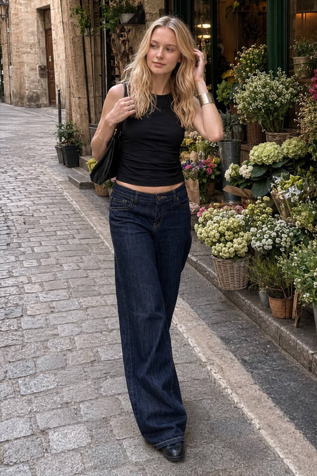 Letter Embroidery Vintage Low Rise Slim Flare Jeans