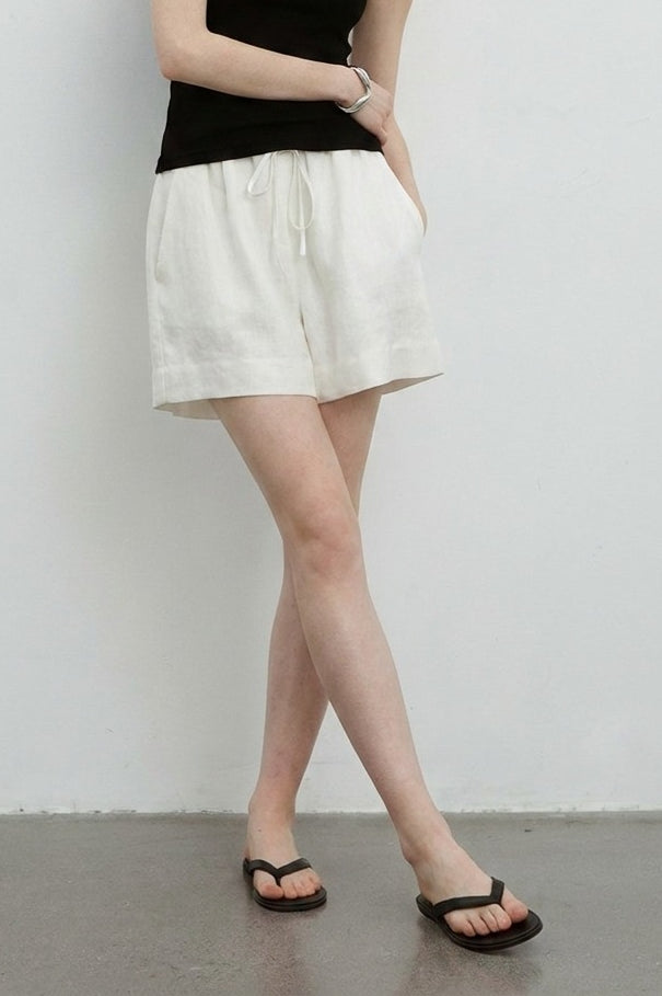 Linen Drawstring Relaxed Shorts Pants Secondary image