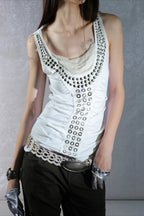 Studded Corset Detail Longline Tank Top