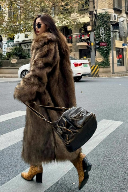 Chic Eco Fur Thick Warm Fox-Like Plush Overcoat Secondary image