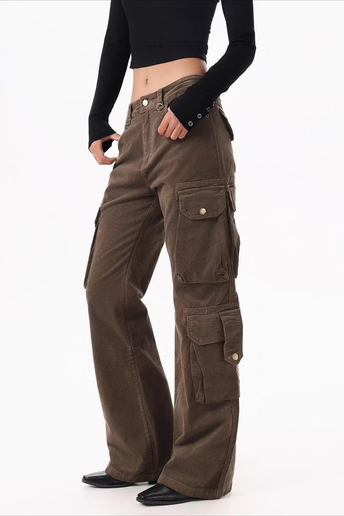 Multi Pocket Stacked Utility Flare Jeans