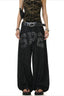 Rhinestone Letter Print Barrel Leg Jeans