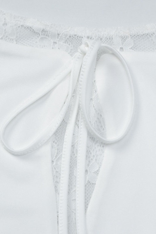Romantic Lace Trim Square Neck Crop Top