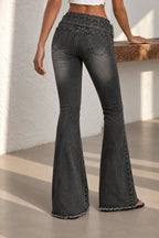 Studded Belt Low Rise Flare Jeans