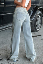 Stretch Low Rise Wide Leg Relaxed Jeans