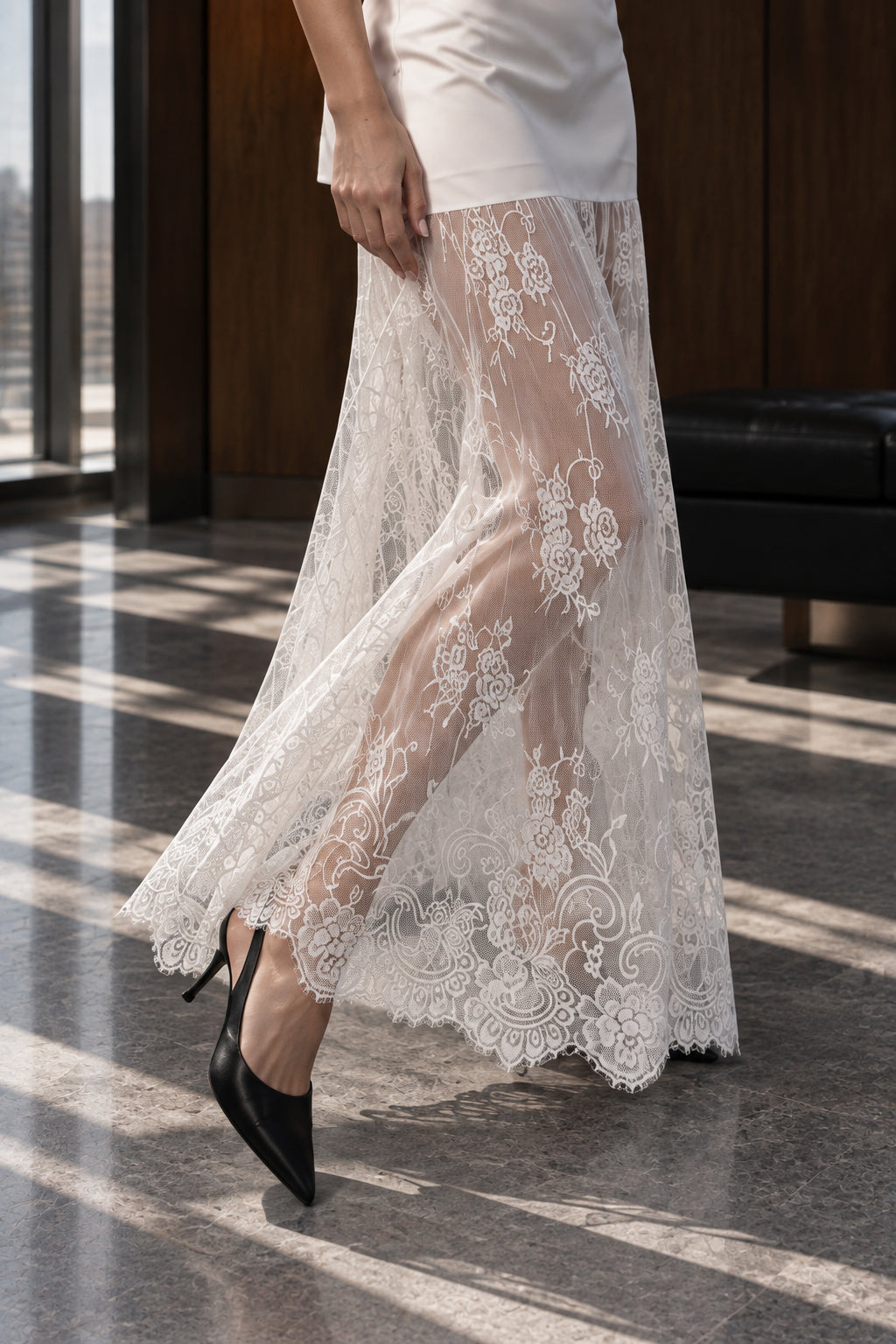 Sexy Satin Slip Dress with Lace Pure & Sexy Minimalist Maxi Dress