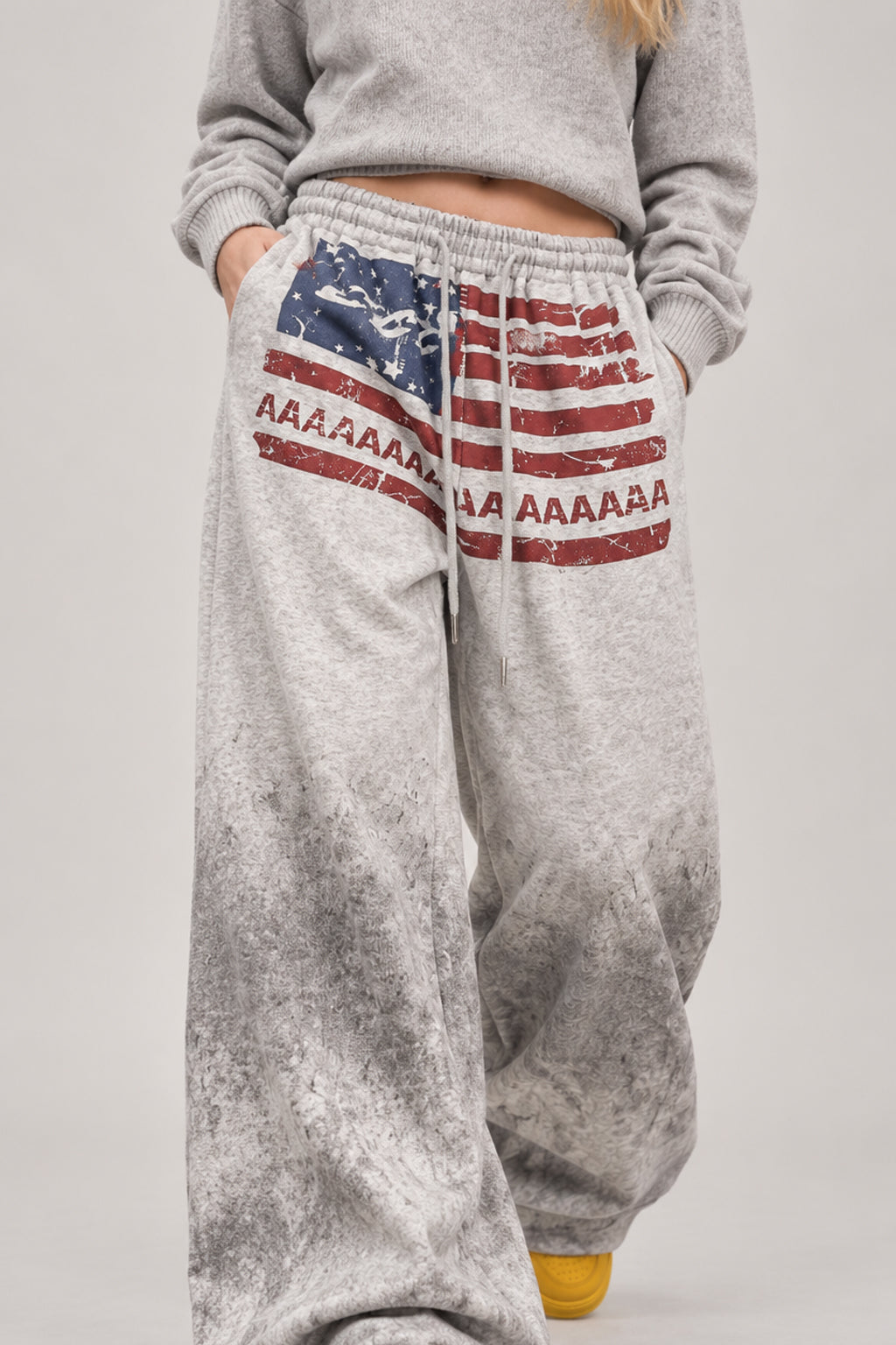 Lazy-Style Washed Tie-Dye Wide Leg Pants
