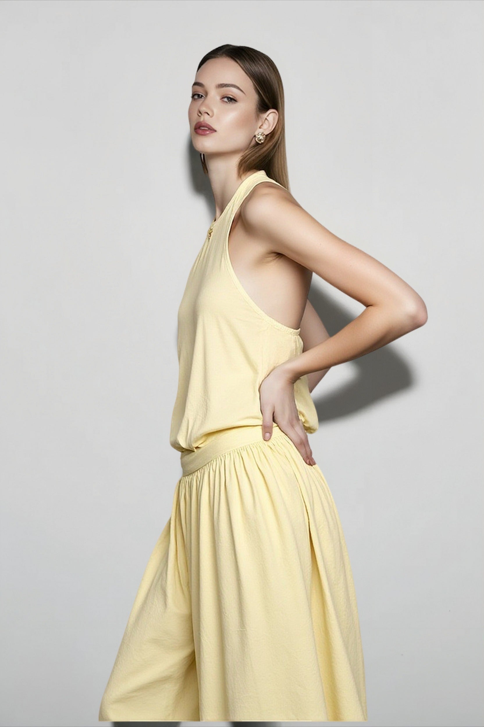 Halter Backless Tie Waist Pants Vacation Set Secondary image