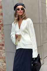 Relaxed V Neck Knit Cardigan