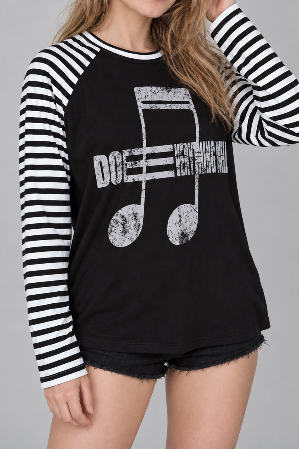 Street Note Letter Print Striped T-shirt