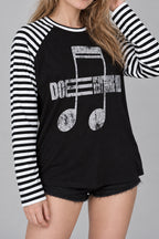 Street Note Letter Print Striped T-shirt
