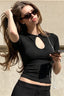 Solid Cutout Fitted Slim Fit Crop Top