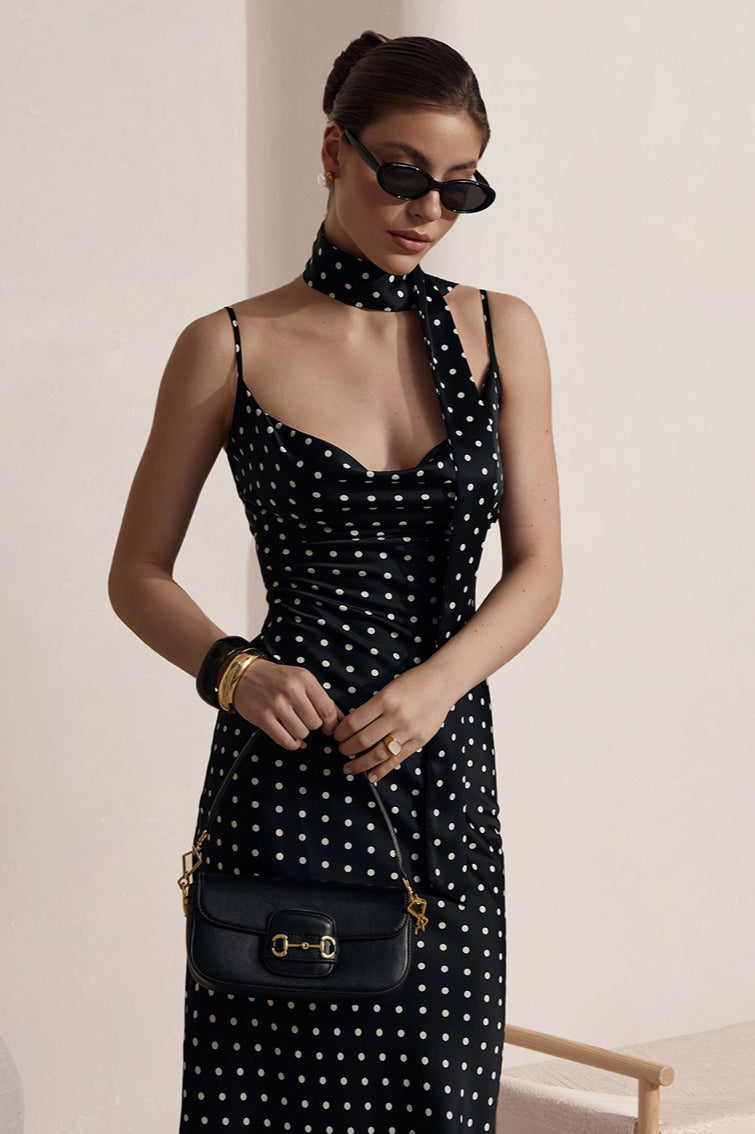 Draped Polka Dot Slip Dress Secondary image