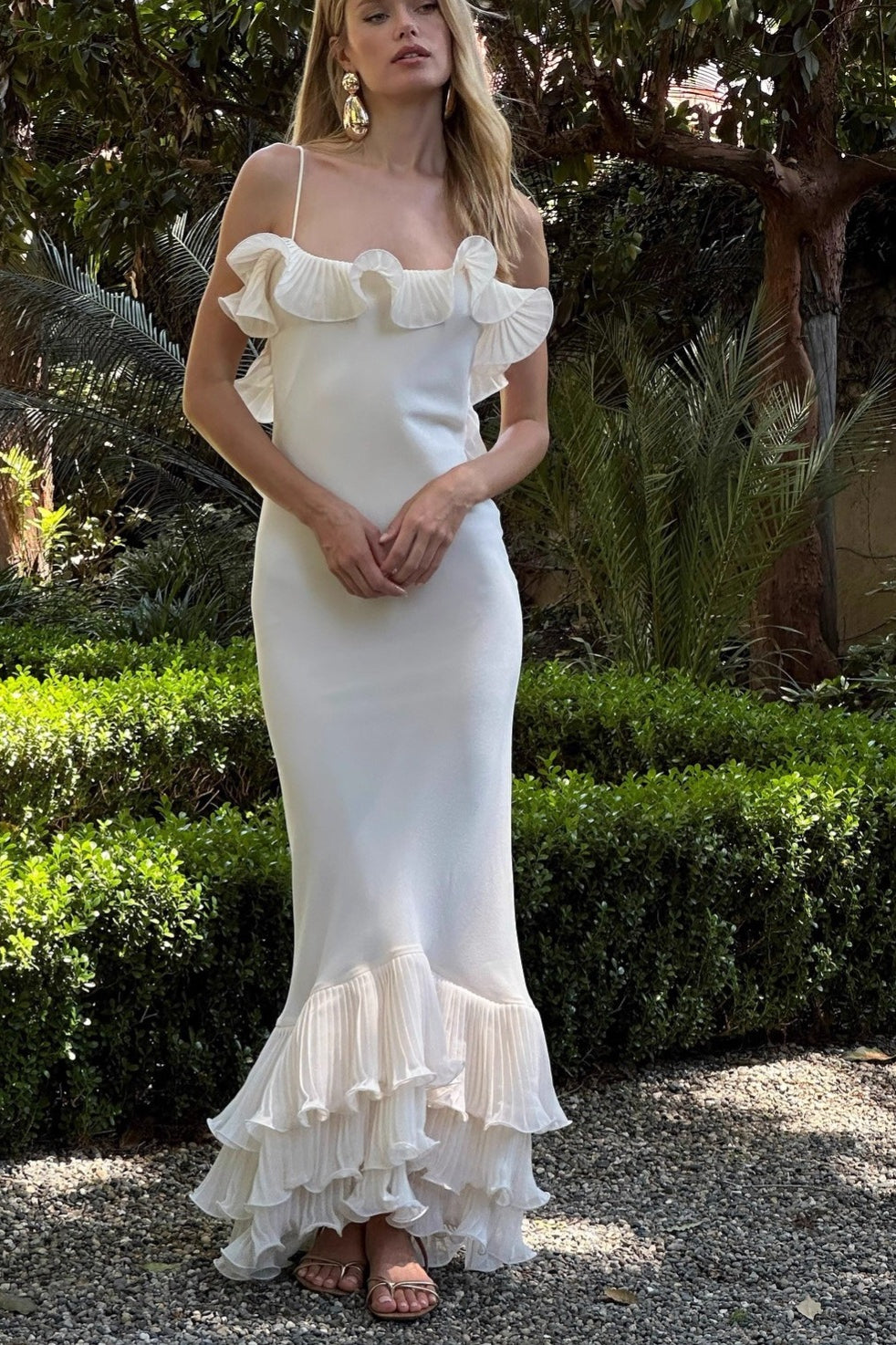 Ruffled Backless Spaghetti Strap Formal Dress Main image