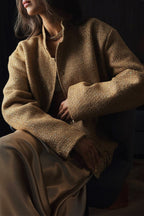 Metallic Sequined Stand Collar Coat