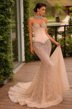 Beaded Sequin Bodycon Gown Prom Dress