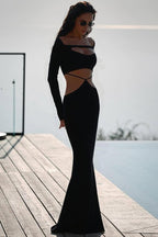 Sheer Panel Bardot Bodycon Party Dress