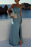 Elegant  Solid Paneled Tie Waist Slim Formal Dress