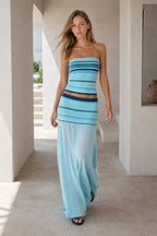 Chic Halter Strapless Cinched Waist Pencil Skirt Two Piece Set