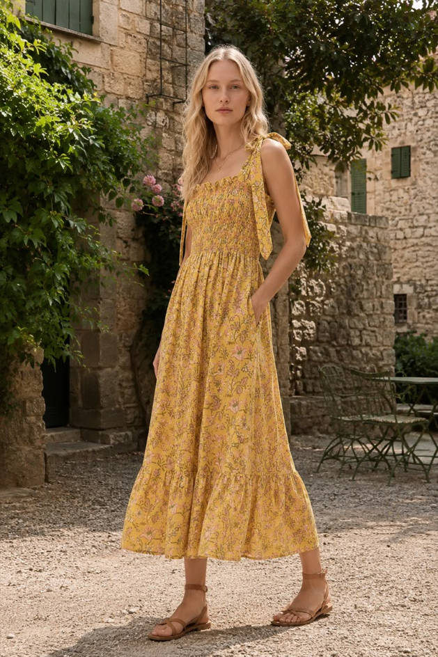 Ruffle Floral High Waist Maxi Dress Main image