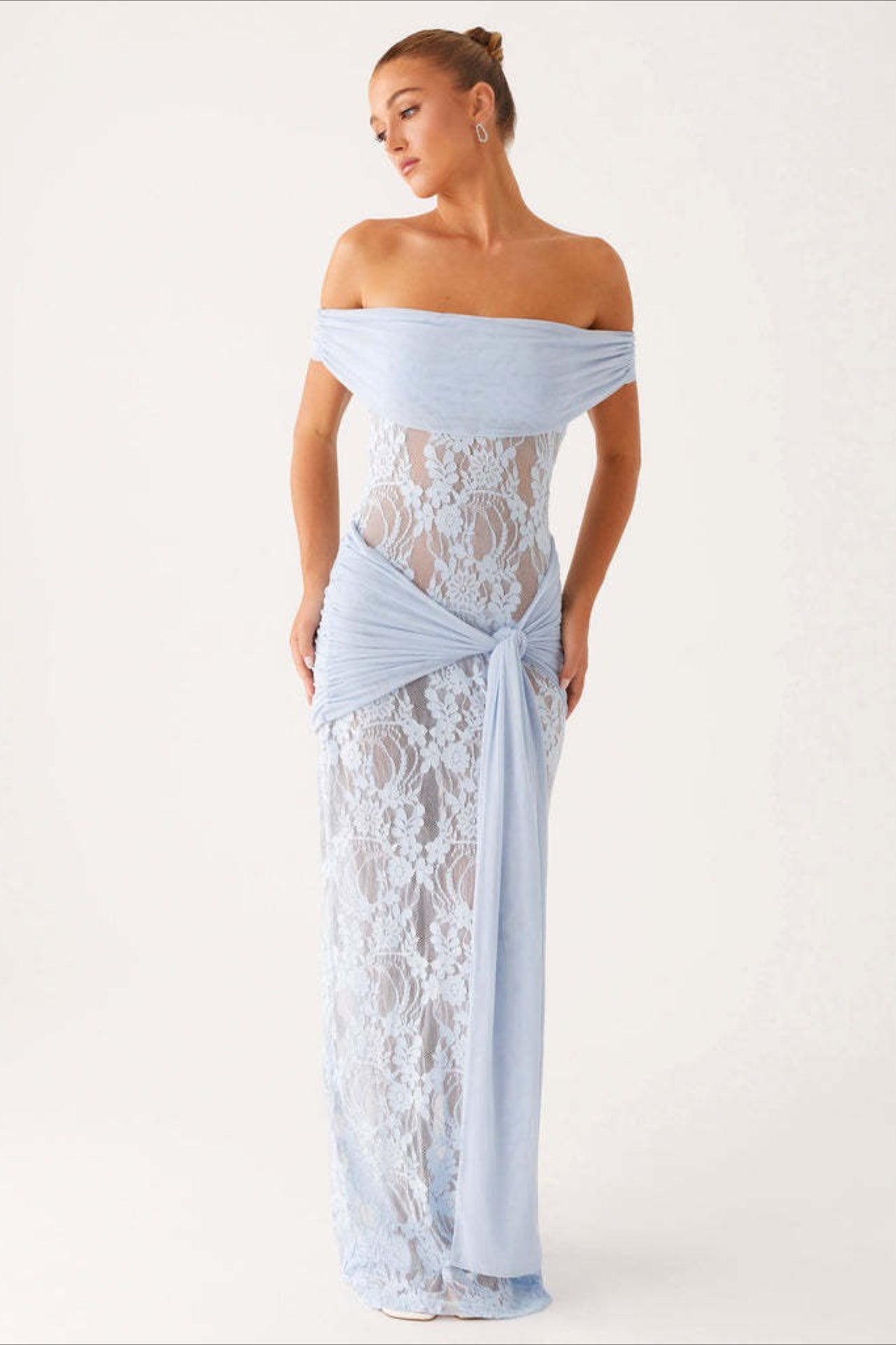 Sheer Lace Cutout Ribbon Bodycon Lace Dress Main image