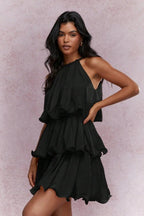 Halter Sleeveless Tiered Ruffle Vacation Dress