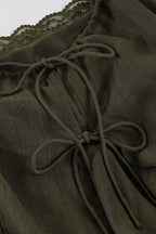 Lace Panel Ruched Tie Cami Mini Dress