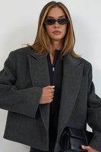 Self Tie Belt Textured Notch Collar Coat