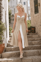 High Waist Stylish Satin Wrap Dress