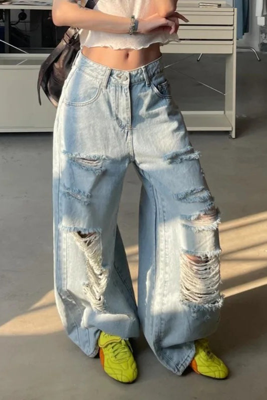 Loose Fit Dragged Hem Jeans Secondary image
